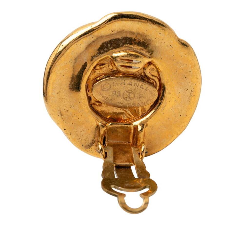 Chanel Vintage Earrings Logo Gold-Tone #246960C68B - Picture 3 of 3
